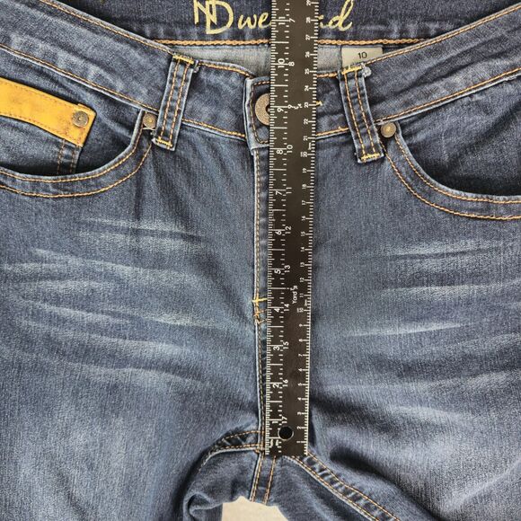 New Directions Weekend Jeans Womens 10 Dark Wash Denim Embroidered Flap Pockets - Picture 8 of 9